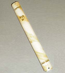 Mezuzah Case Plastic White Marble