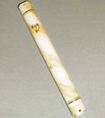 Mezuzah Case Plastic White Marble